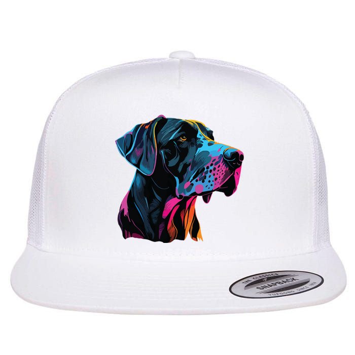 Great Dane Pop Art Great Dane Lovers Flat Bill Trucker Hat