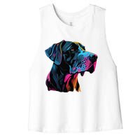 Great Dane Pop Art Great Dane Lovers Women's Racerback Cropped Tank