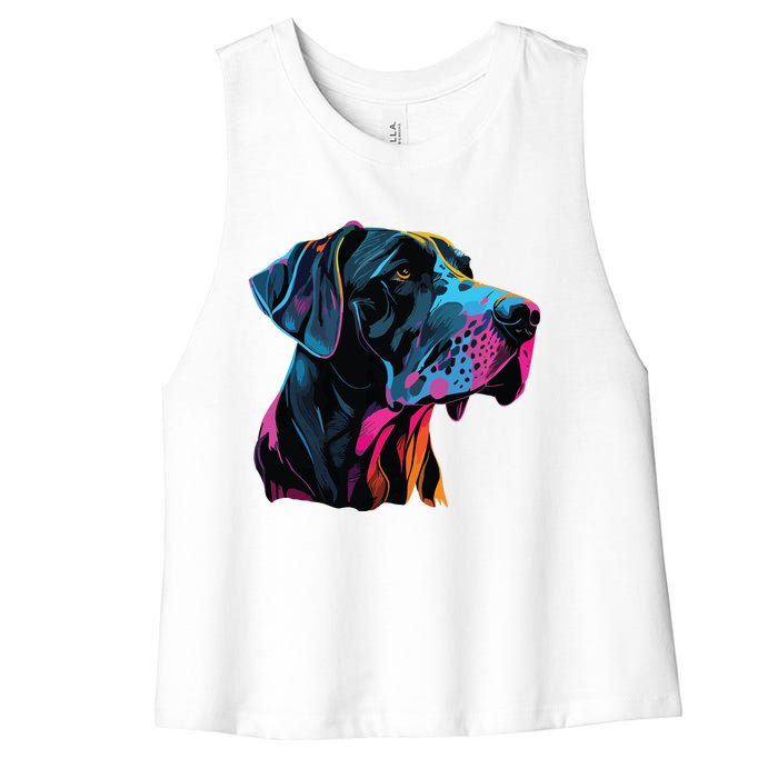 Great Dane Pop Art Great Dane Lovers Women's Racerback Cropped Tank