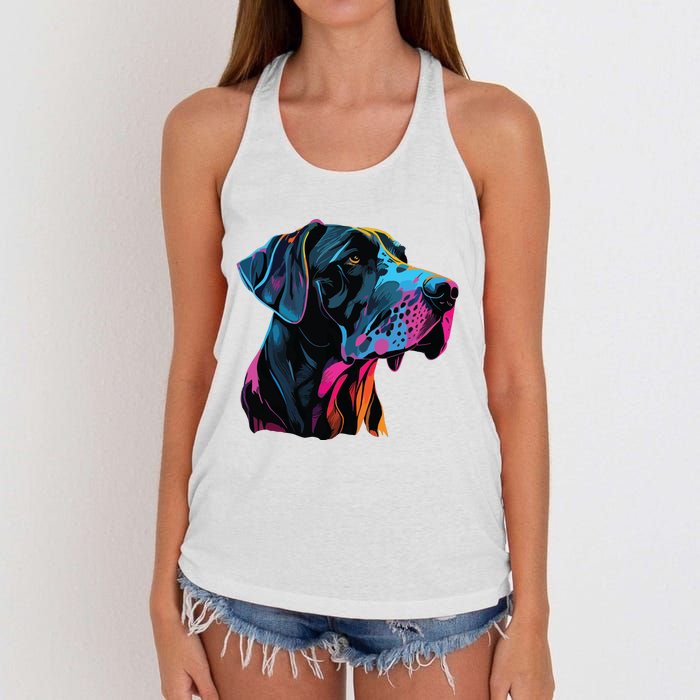 Great Dane Pop Art Great Dane Lovers Women's Knotted Racerback Tank