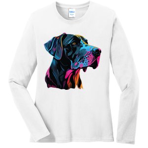 Great Dane Pop Art Great Dane Lovers Ladies Long Sleeve Shirt