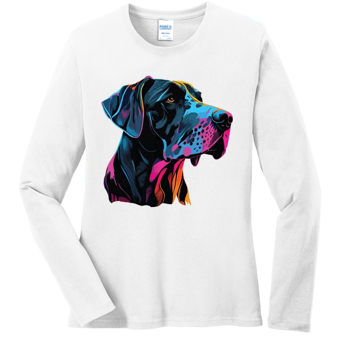 Great Dane Pop Art Great Dane Lovers Ladies Long Sleeve Shirt