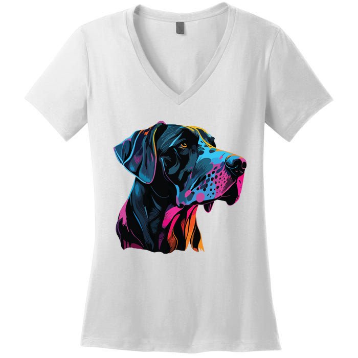 Great Dane Pop Art Great Dane Lovers Women's V-Neck T-Shirt