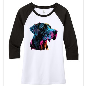 Great Dane Pop Art Great Dane Lovers Women's Tri-Blend 3/4-Sleeve Raglan Shirt