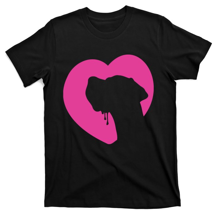 Great Dane Profile Heart Pink T-Shirt