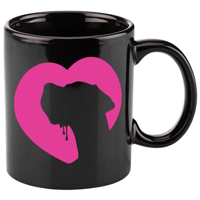 Great Dane Profile Heart Pink 11oz C Handle Ceramic Mug