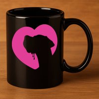 Great Dane Profile Heart Pink 11oz C Handle Ceramic Mug