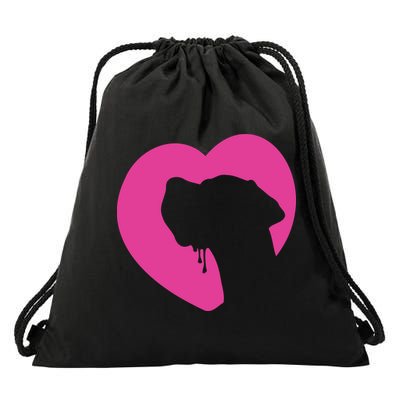 Great Dane Profile Heart Pink Drawstring Bag