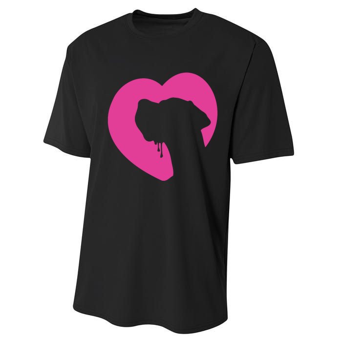 Great Dane Profile Heart Pink Performance Sprint T-Shirt