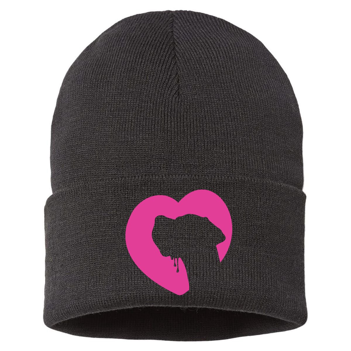 Great Dane Profile Heart Pink Sustainable Knit Beanie