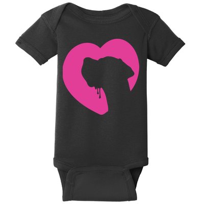 Great Dane Profile Heart Pink Baby Bodysuit