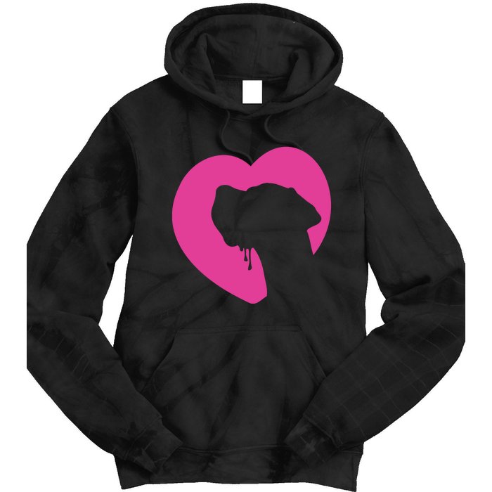 Great Dane Profile Heart Pink Tie Dye Hoodie