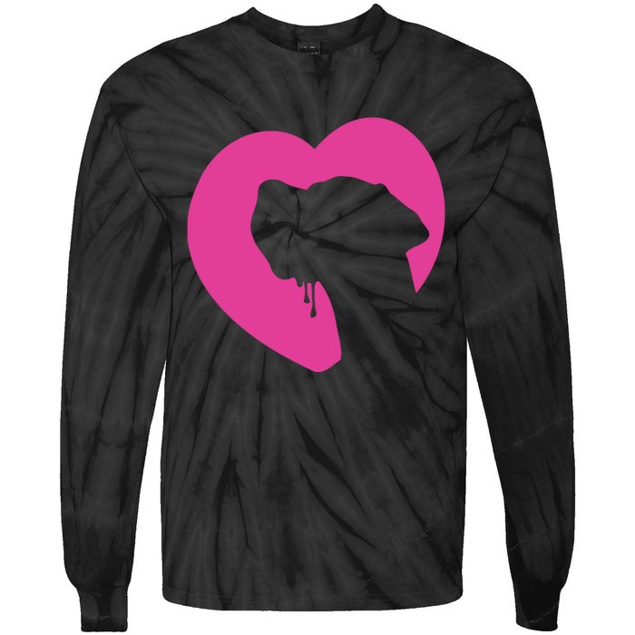 Great Dane Profile Heart Pink Tie-Dye Long Sleeve Shirt