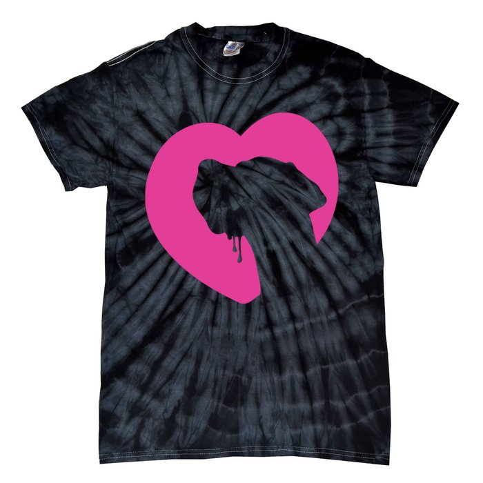 Great Dane Profile Heart Pink Tie-Dye T-Shirt