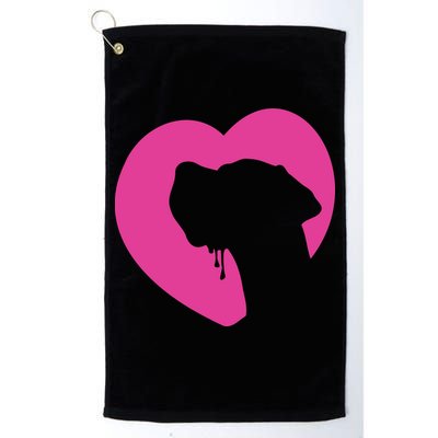 Great Dane Profile Heart Pink Golf Towel