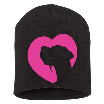 Great Dane Profile Heart Pink Short Acrylic Beanie