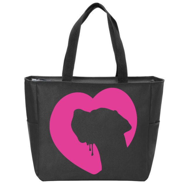 Great Dane Profile Heart Pink Zip Tote Bag