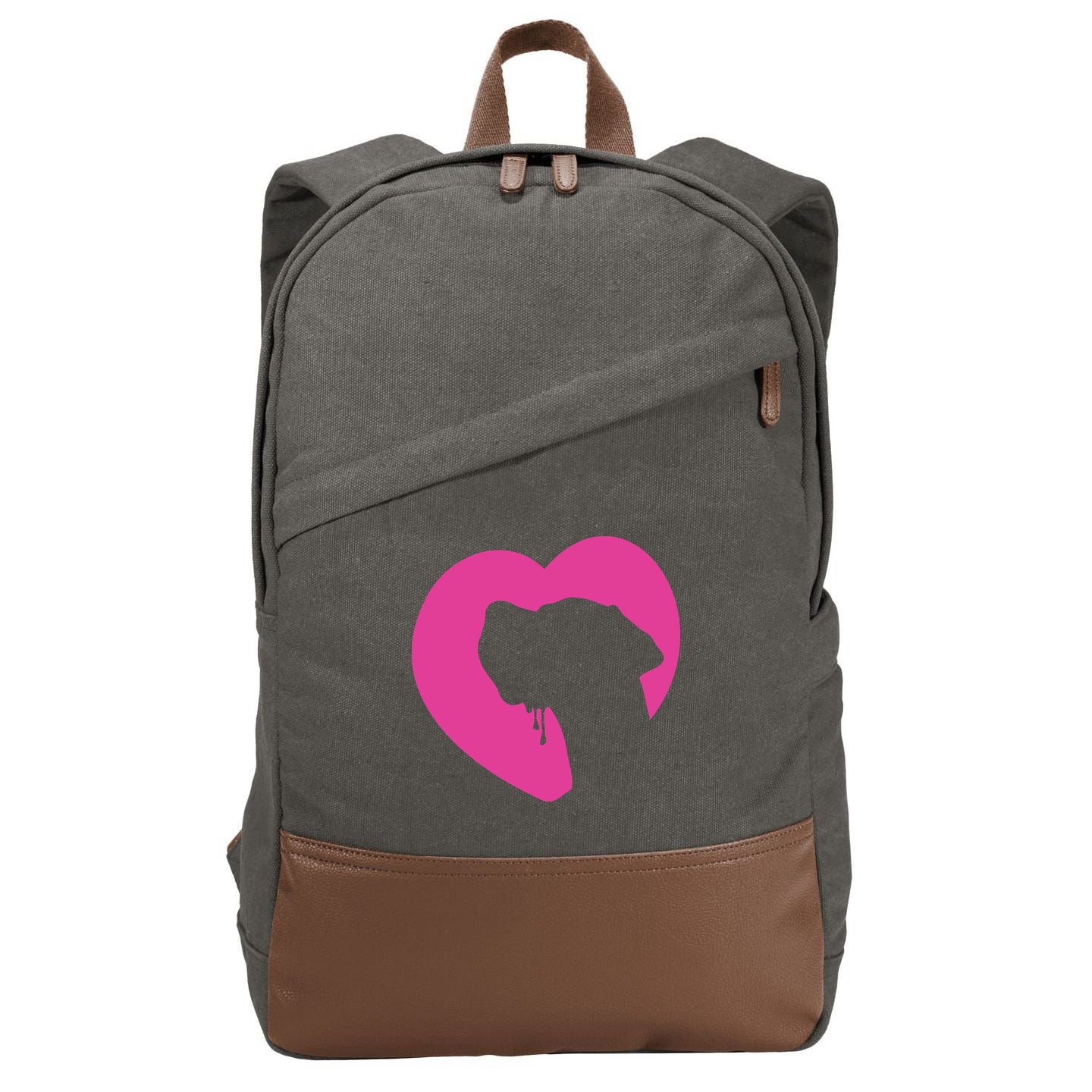 Great Dane Profile Heart Pink Cotton Canvas Backpack
