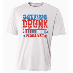 Getting Drunk Please Wait 4th Of July Cooling Performance Crew T-Shirt