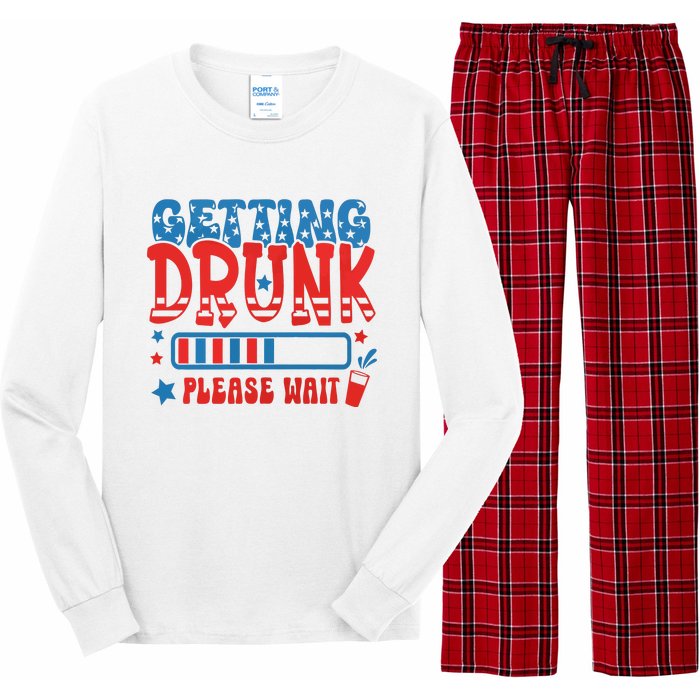 Getting Drunk Please Wait 4th Of July Long Sleeve Pajama Set