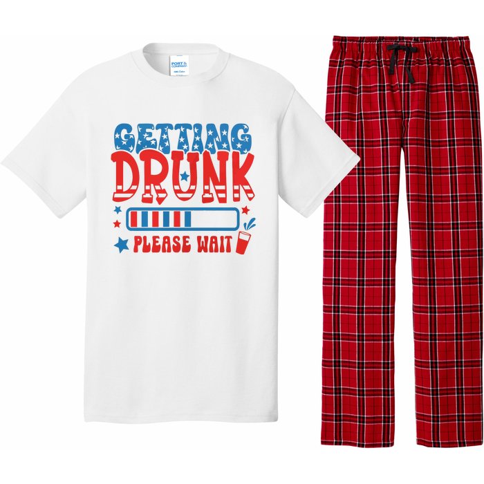 Getting Drunk Please Wait 4th Of July Pajama Set