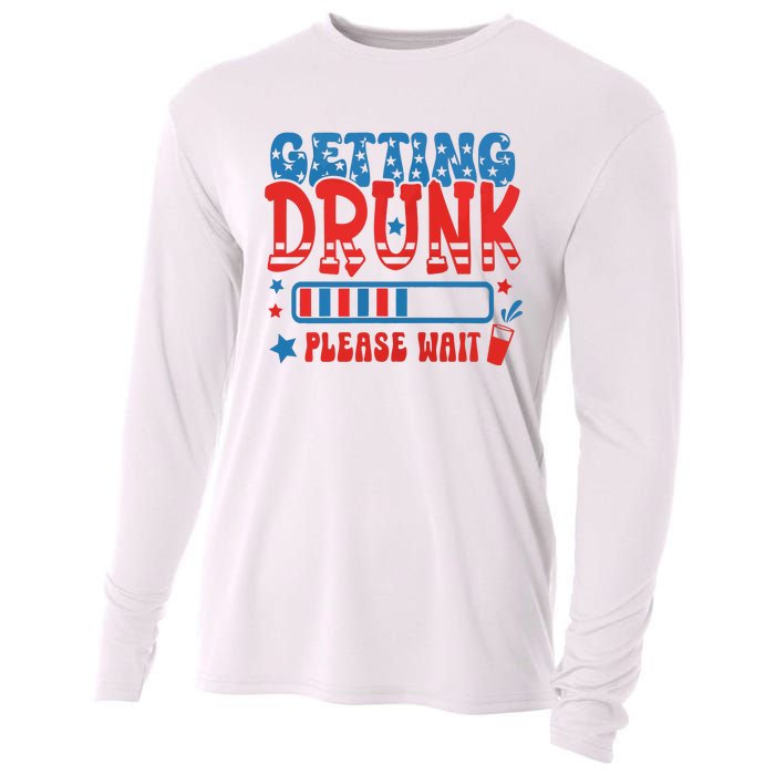 Getting Drunk Please Wait 4th Of July Cooling Performance Long Sleeve Crew