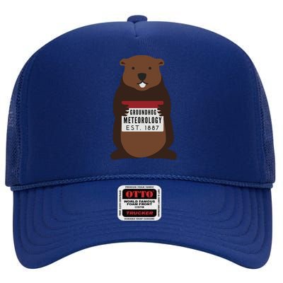 Groundhog Day Punxsutawney Phil Meteorologist Meteorology Gift High Crown Mesh Back Trucker Hat