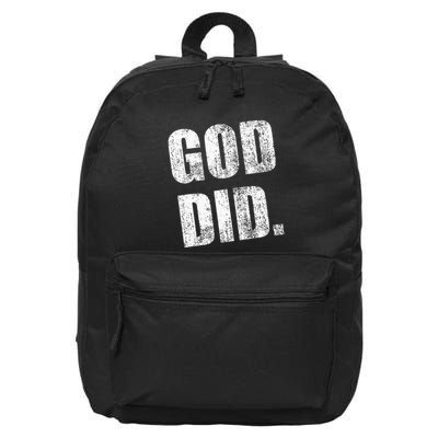 God Did Rotated Distressed 16 in Basic Backpack