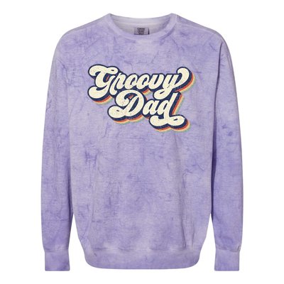 Groovy Dad Retro 70s Aesthetic Style Men Colorblast Crewneck Sweatshirt