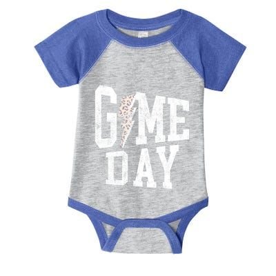 Game Day Retro Leopard Bolt Lightning Cheetah Cute For Games Gift Infant Baby Jersey Bodysuit