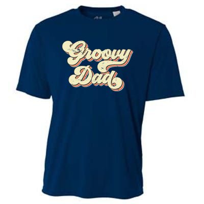 Groovy Dad Retro 70s Aesthetic Vintage Papa FatherS Day Cooling Performance Crew T-Shirt