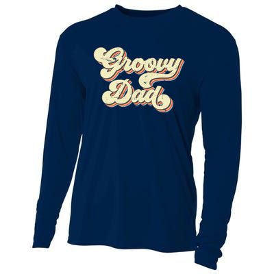 Groovy Dad Retro 70s Aesthetic Vintage Papa FatherS Day Cooling Performance Long Sleeve Crew