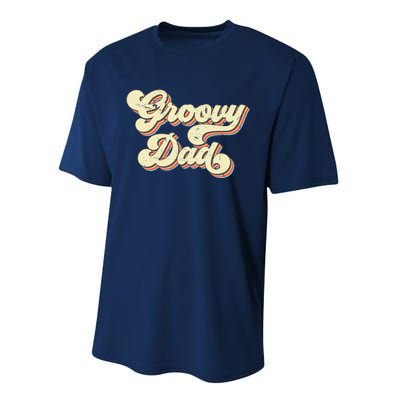 Groovy Dad Retro 70s Aesthetic Vintage Papa FatherS Day Performance Sprint T-Shirt