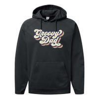 Groovy Dad Retro 70s Aesthetic Style Performance Fleece Hoodie