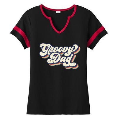 Groovy Dad Retro 70s Aesthetic Style Men Ladies Halftime Notch Neck Tee