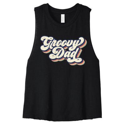 Groovy Dad Retro 70s Aesthetic Style Men Women's Racerback Cropped Tank