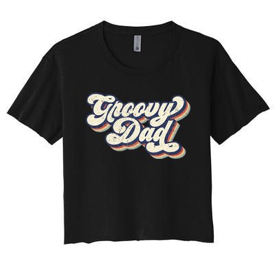 Groovy Dad Retro 70s Aesthetic Style Men Women's Crop Top Tee