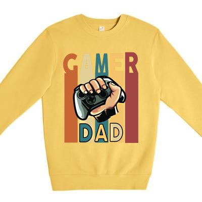 Gamer Dad Retro Vintage Gaming Fathers Day Gift Premium Crewneck Sweatshirt