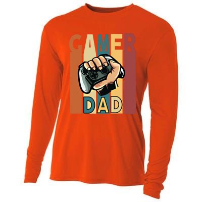 Gamer Dad Retro Vintage Gaming Fathers Day Gift Cooling Performance Long Sleeve Crew