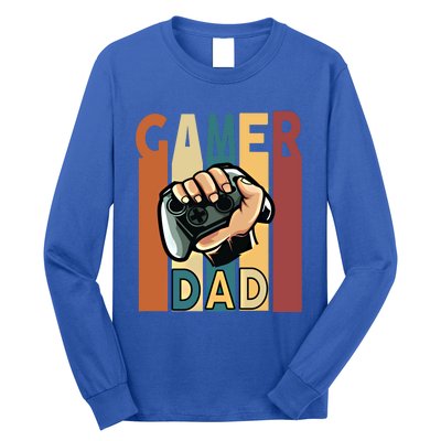 Gamer Dad Retro Vintage Gaming Fathers Day Gift Long Sleeve Shirt