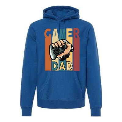 Gamer Dad Retro Vintage Gaming Fathers Day Gift Premium Hoodie