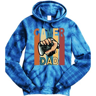 Gamer Dad Retro Vintage Gaming Fathers Day Gift Tie Dye Hoodie