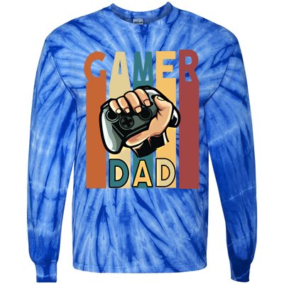 Gamer Dad Retro Vintage Gaming Fathers Day Gift Tie-Dye Long Sleeve Shirt