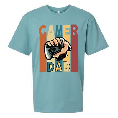 Gamer Dad Retro Vintage Gaming Fathers Day Gift Sueded Cloud Jersey T-Shirt