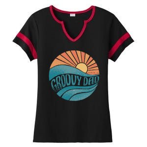 Groovy Dad Retro Sunset Gift Ladies Halftime Notch Neck Tee