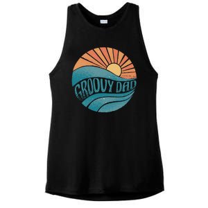 Groovy Dad Retro Sunset Gift Ladies PosiCharge Tri-Blend Wicking Tank