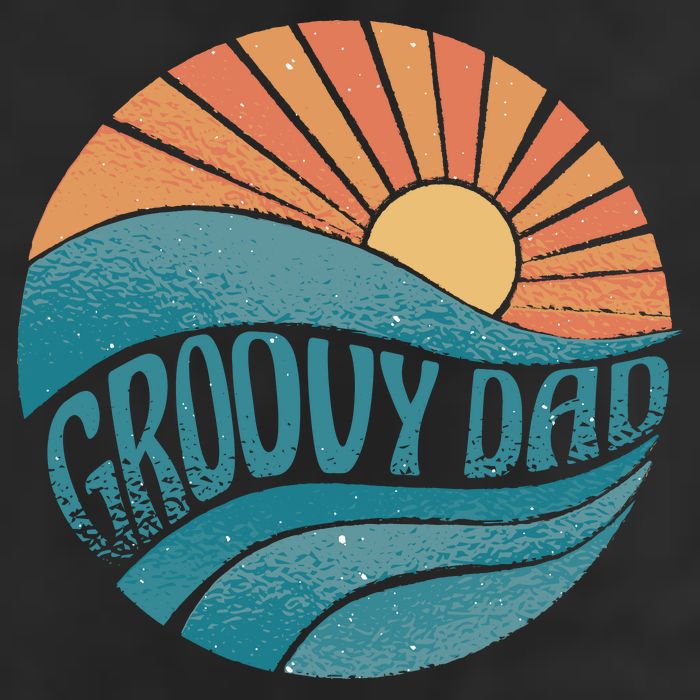 Groovy Dad Retro Sunset Gift 7 Panel Mesh Trucker Snapback Hat