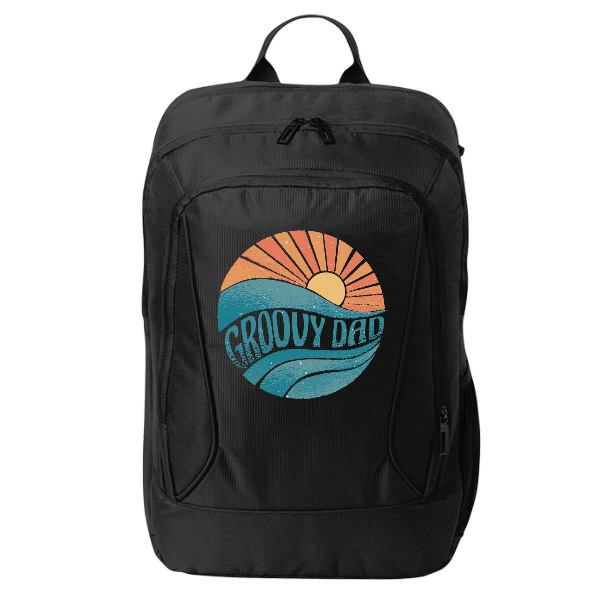 Groovy Dad Retro Sunset Gift City Backpack