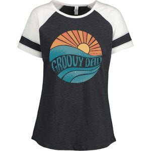 Groovy Dad Retro Sunset Gift Enza Ladies Jersey Colorblock Tee