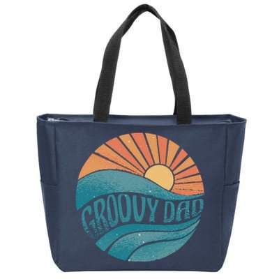 Groovy Dad Retro Sunset Gift Zip Tote Bag